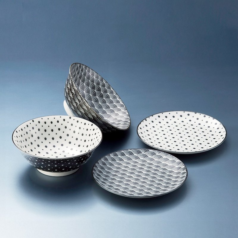 有种创意 - 日本美浓烧 - 小纹碗碟组 (4件式) - 礼盒组 - 碗 - 瓷 多色