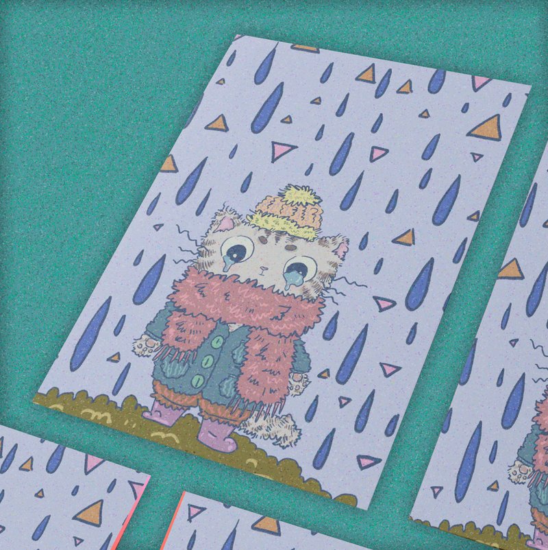 【插画明信片/卡片】Rainy - 卡片/明信片 - 纸 蓝色