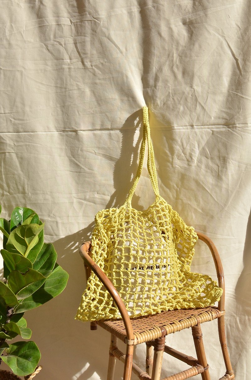 Pastel Yellow Nagridia Crochet Bag - 手提包/手提袋 - 棉．麻 黄色