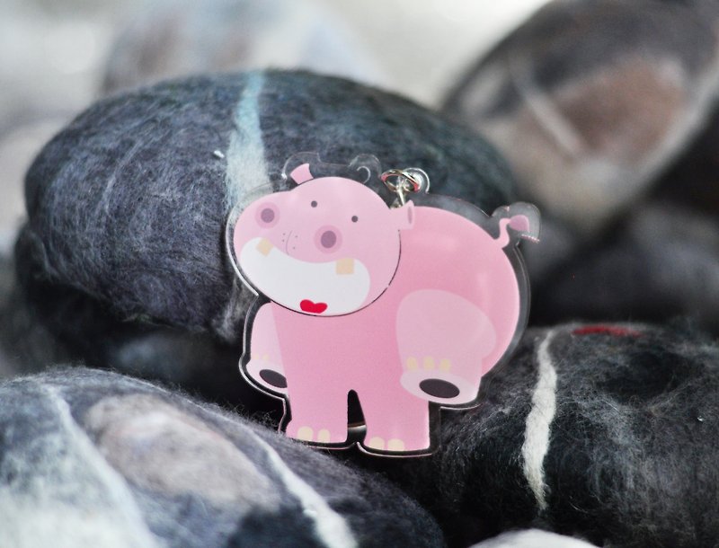 Hippo's系列 奔跑小河马 钥匙扣 - 钥匙链/钥匙包 - 压克力 粉红色