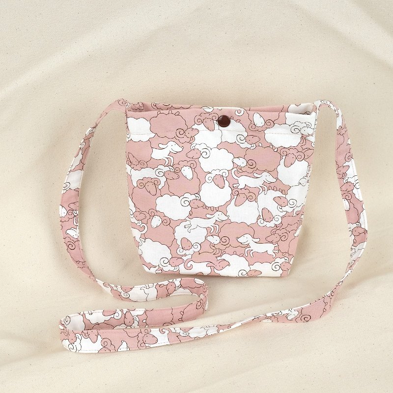 [Limited] Pale Pink Sheep Sling Bag - 侧背包/斜挎包 - 棉．麻 粉红色