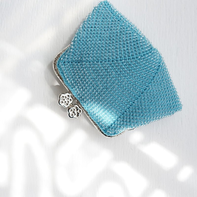 Ba-ba handmade Seedbeads crochet coinpurse No.1455 - 零钱包 - 其他材质 蓝色