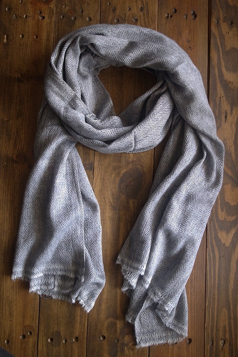 喀什米尔羊毛 围巾 披肩 灰 - 围巾/披肩 - 羊毛 灰色