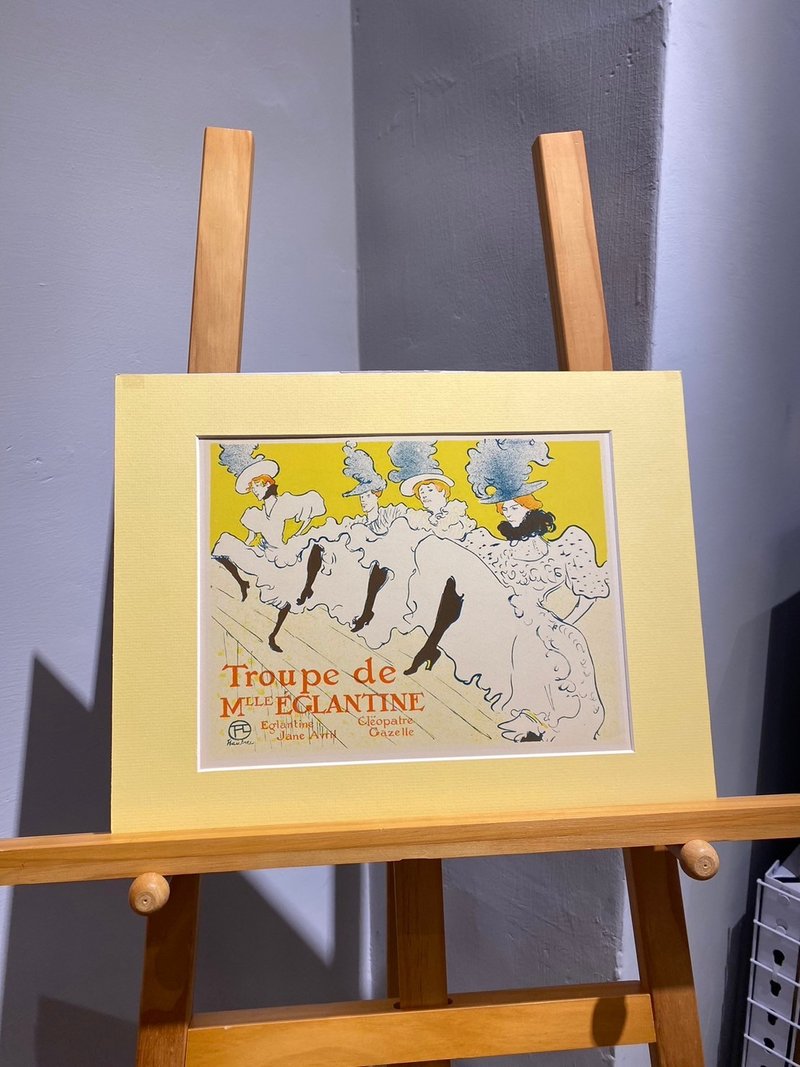 法国艺术家Toulouse Lautrec-埃格兰廷小姐马戏团版画1950s 再版 - 海报/装饰画/版画 - 纸 黄色