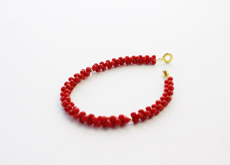 108 perles  迷离／8字红珊瑚手链　６mm - 手链/手环 - 宝石 红色