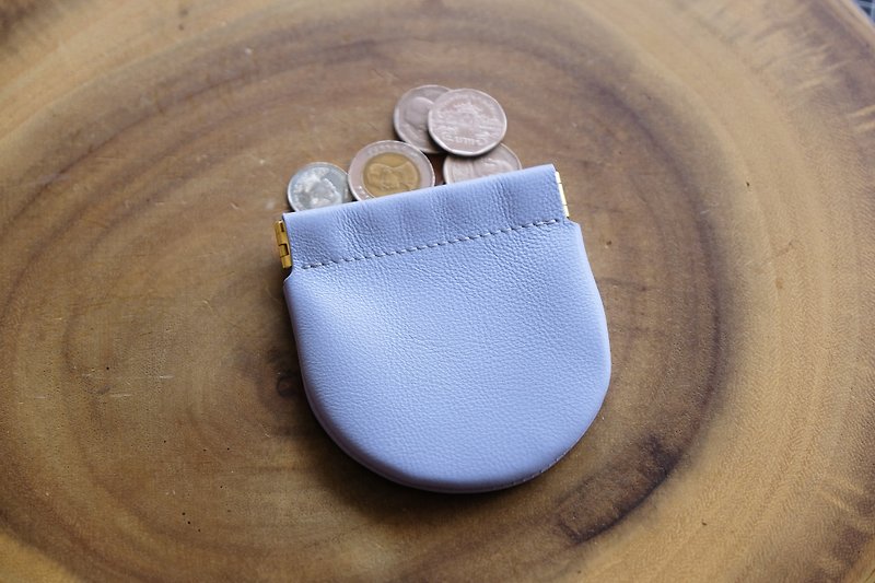 Arch leather coin purse - Pastel Blue - 零钱包 - 真皮 蓝色