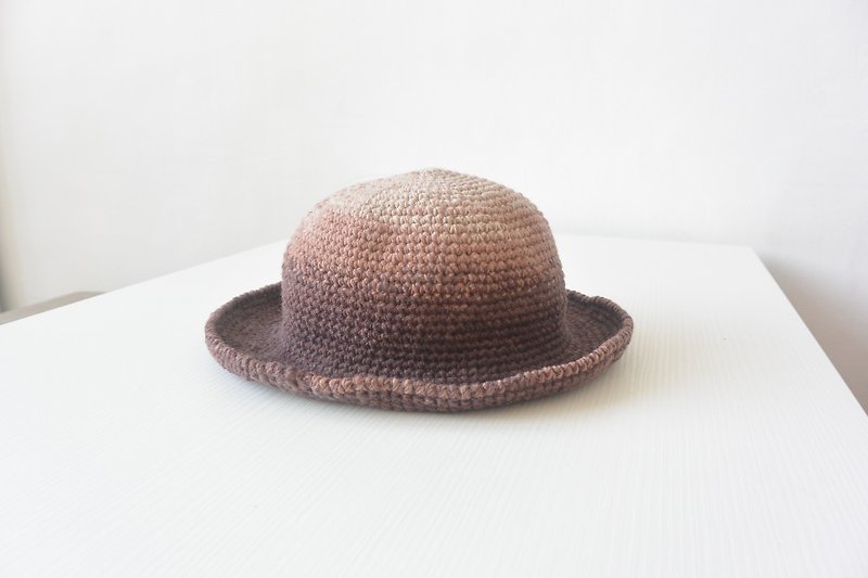 手作编织圆顶帽 - 咖啡 - 帽子 - 羊毛 咖啡色