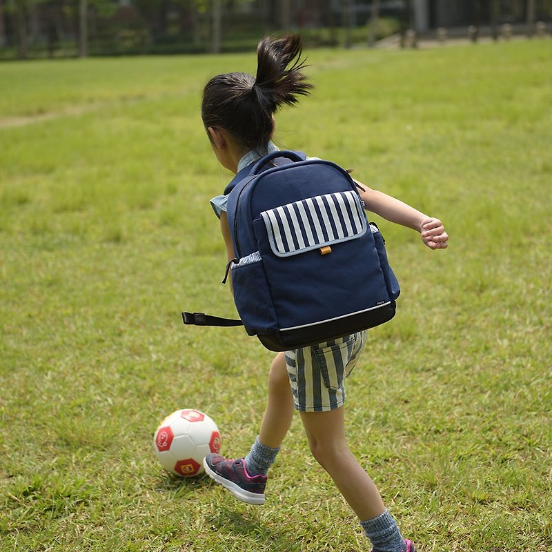 儿童护脊书包 (海军蓝)  / 超轻720g / 低年级专用 / 小清新美学 - 后背包/双肩包 - 棉．麻 蓝色