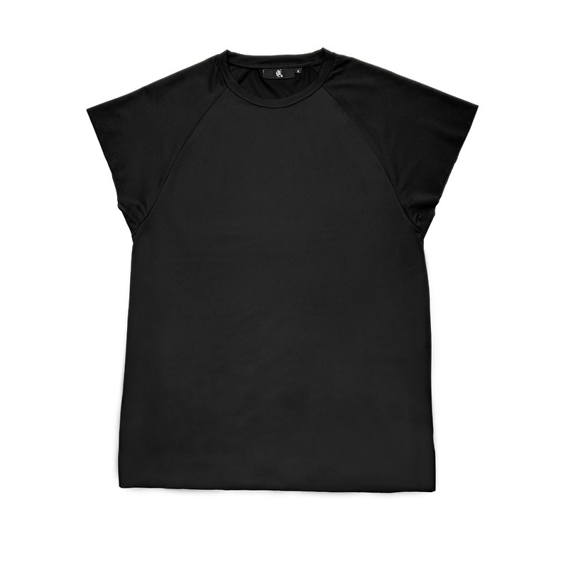 真物理机能短袖两分袖 黑色 - 男装上衣/T 恤 - 聚酯纤维 黑色