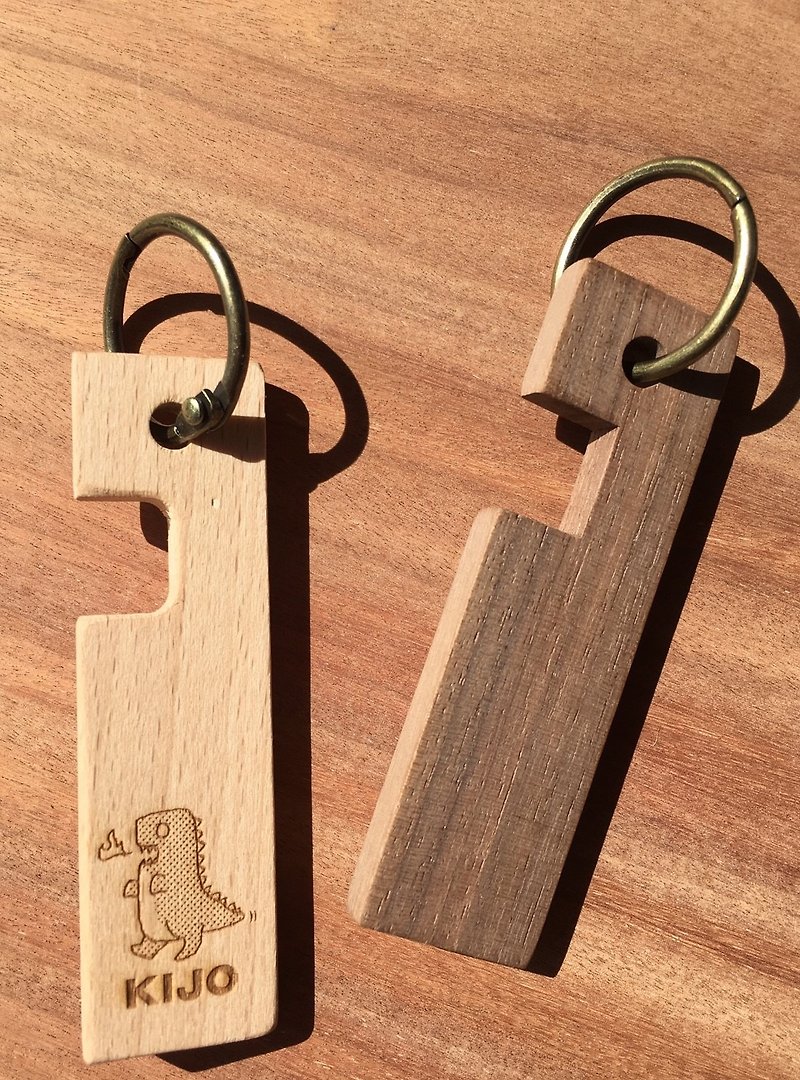 原木木作手机架钥匙圈 - 钥匙链/钥匙包 - 木头 咖啡色