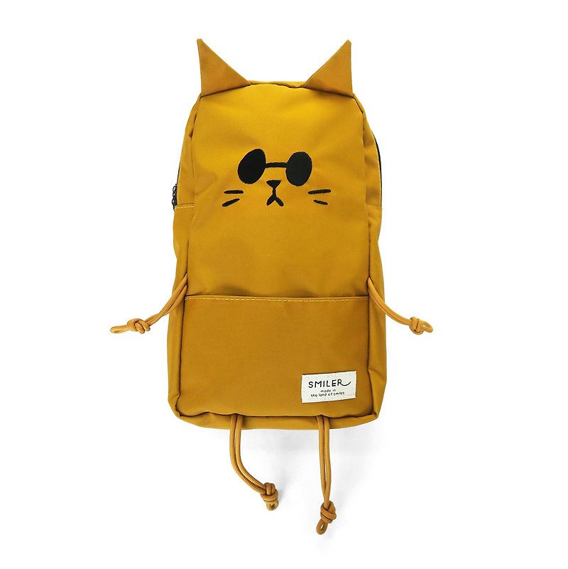 Buddy Bag 系列-中性斜挎背包　猫 黄色 - 侧背包/斜挎包 - 其他人造纤维 黄色