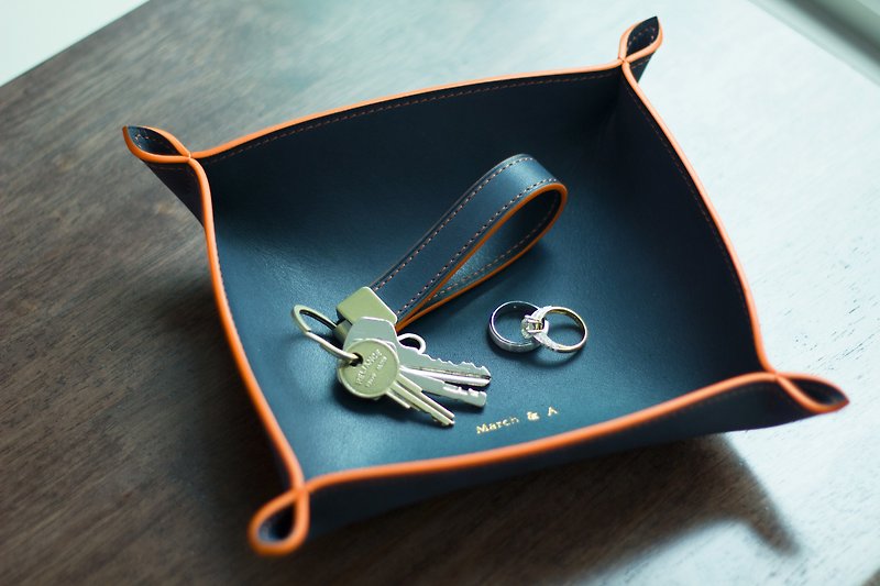 Leather Tray Gift - Leather tray for Wedding Gifts, Husband - 钥匙链/钥匙包 - 真皮 蓝色
