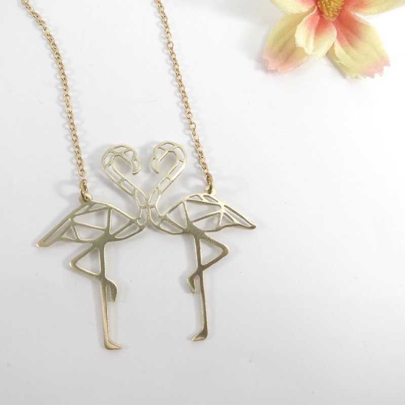 Flamingo double Necklace from WABY - 项链 - 其他金属 橘色