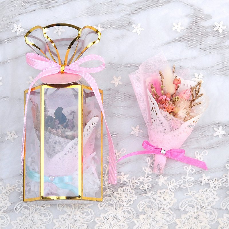 迷你干燥花束礼盒(中)-浪漫粉 婚礼小物 毕业礼物 - 干燥花/捧花 - 植物．花 粉红色