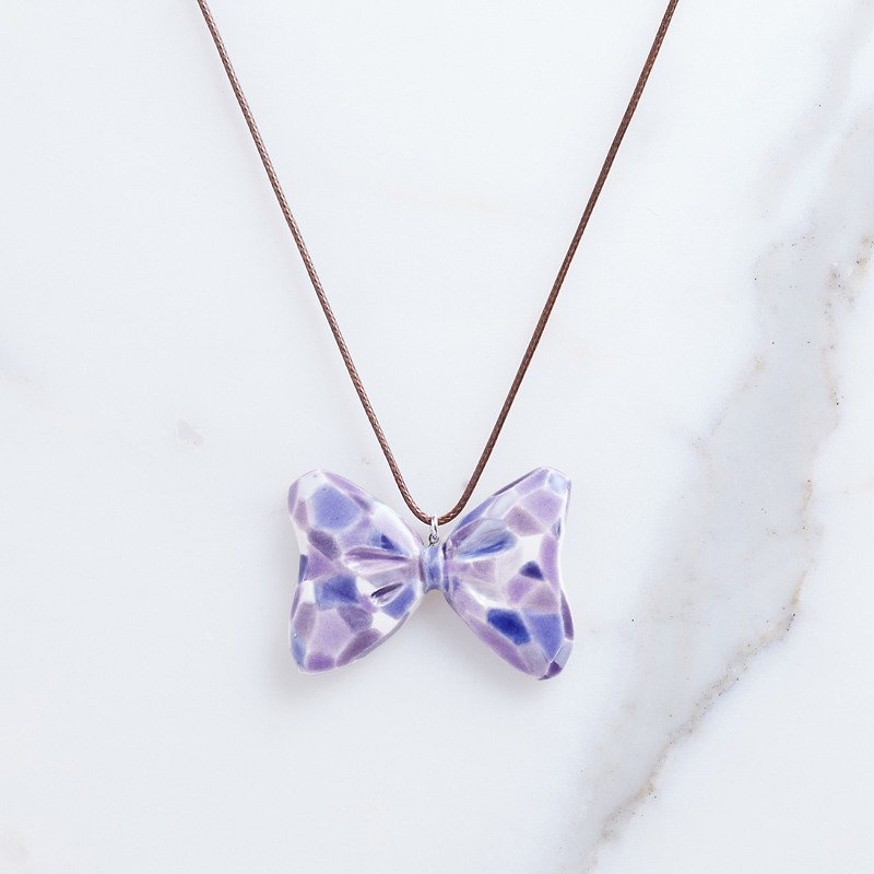 Colorful Bow tie(2)－手工白瓷颈链 - 颈链 - 瓷 紫色