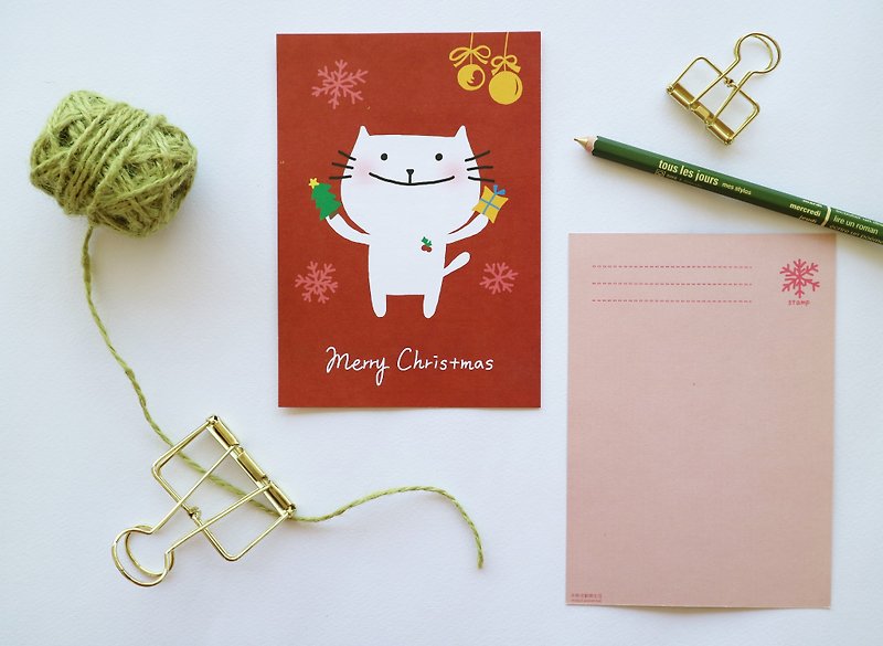 小肥猫陪你过圣诞 明信片 圣诞卡 - 卡片/明信片 - 纸 红色