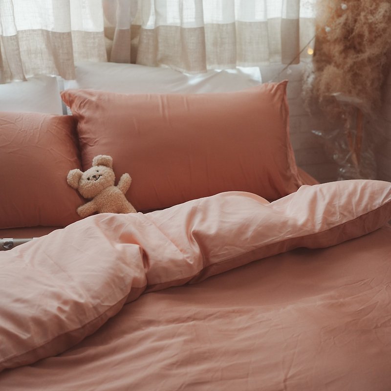 顶级丝滑-夕阳金 薄床包被套组(100支)专柜级 100%天丝 台湾制 - 寝具 - 其他材质 粉红色