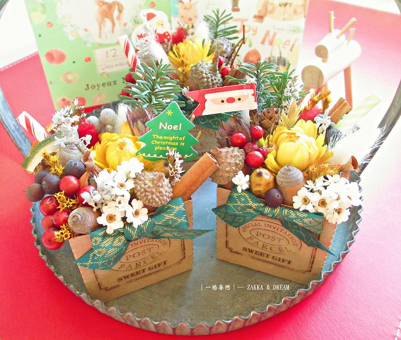 【丰收的圣诞庆典─果实花盒】干燥花 松果 果实   礼物 圣诞节 - 植栽/盆栽 - 植物．花 