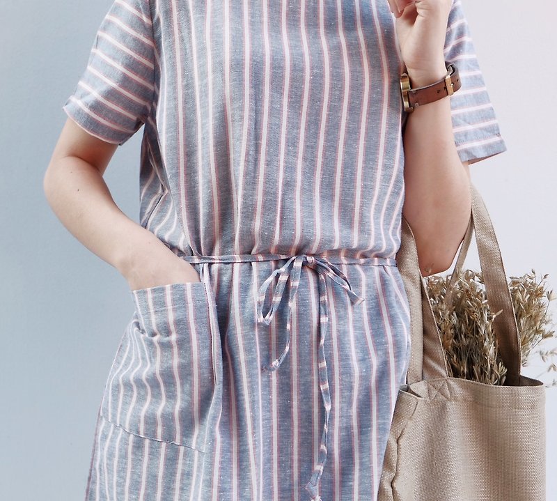 Summer Dress : grey - 洋装/连衣裙 - 棉．麻 红色