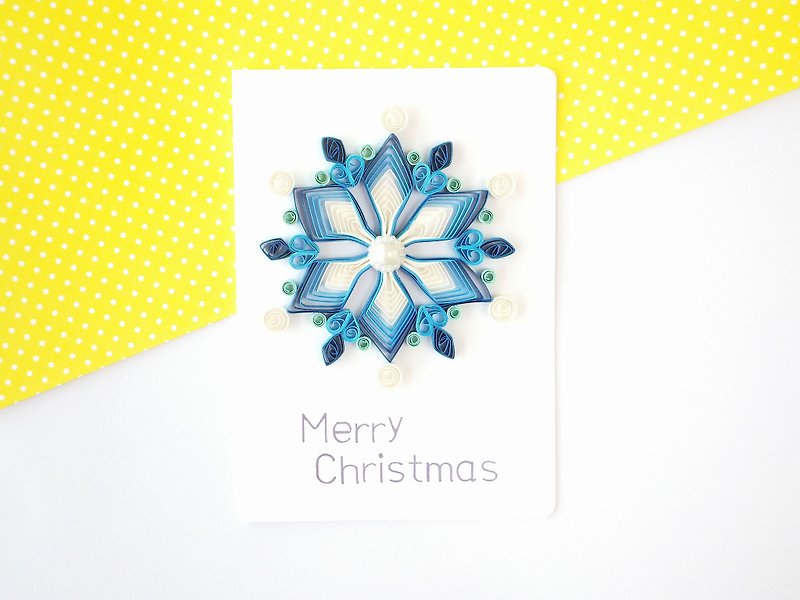 手作卷纸卡片-雪花圣诞卡 - 卡片/明信片 - 纸 蓝色