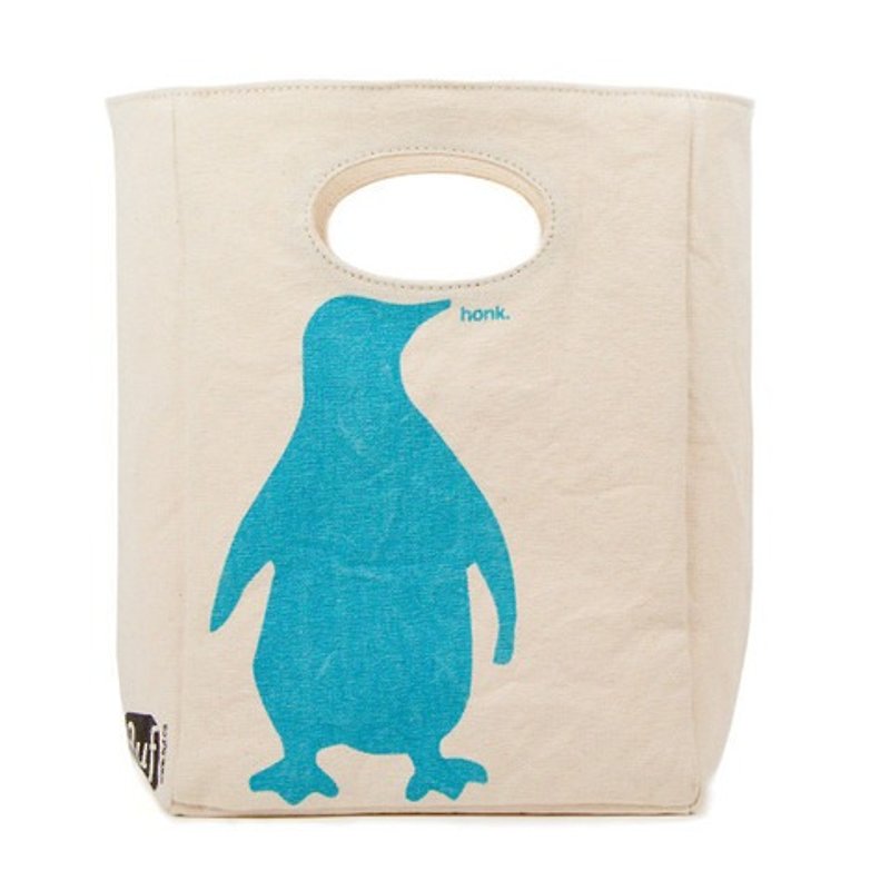 包包/便当袋/运动包 加拿大fluf有机棉环保随手袋--企鹅摇摇 - 手提包/手提袋 - 棉．麻 蓝色