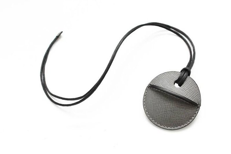 KAKU皮革设计 gogoro钥匙皮套订制 灰色十字纹牛皮 - 钥匙链/钥匙包 - 真皮 