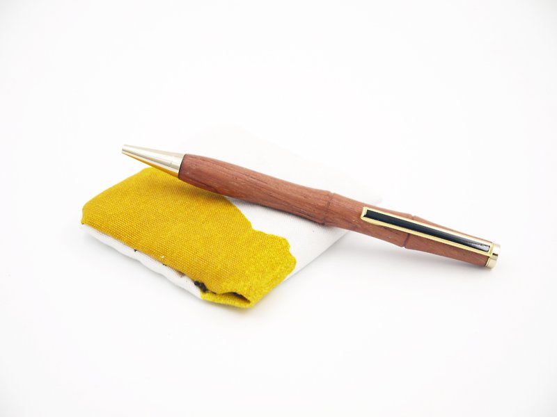 沉水柚木木质原子笔 竹节单管式 金色 木笔 手工笔 附笔盒、皮套 - 圆珠笔/中性笔 - 纸 红色