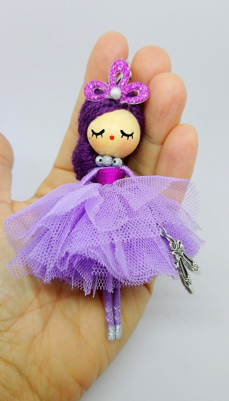 Ballerina  Doll necklace - 项链 - 其他金属 紫色