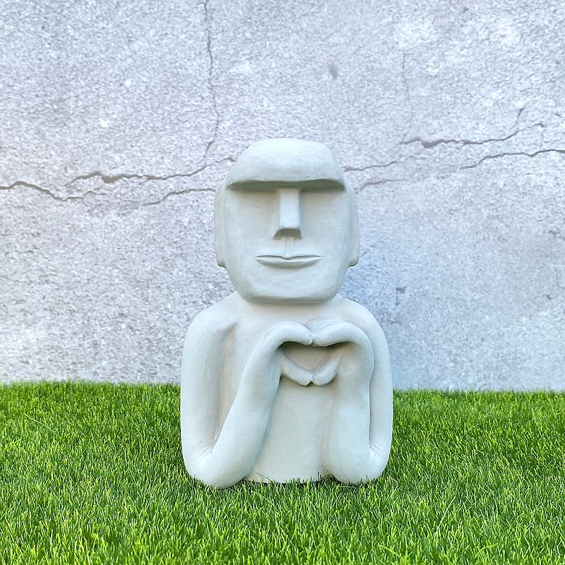 水泥摩艾 Moai－爱心摩艾 - 玩偶/公仔 - 水泥 灰色
