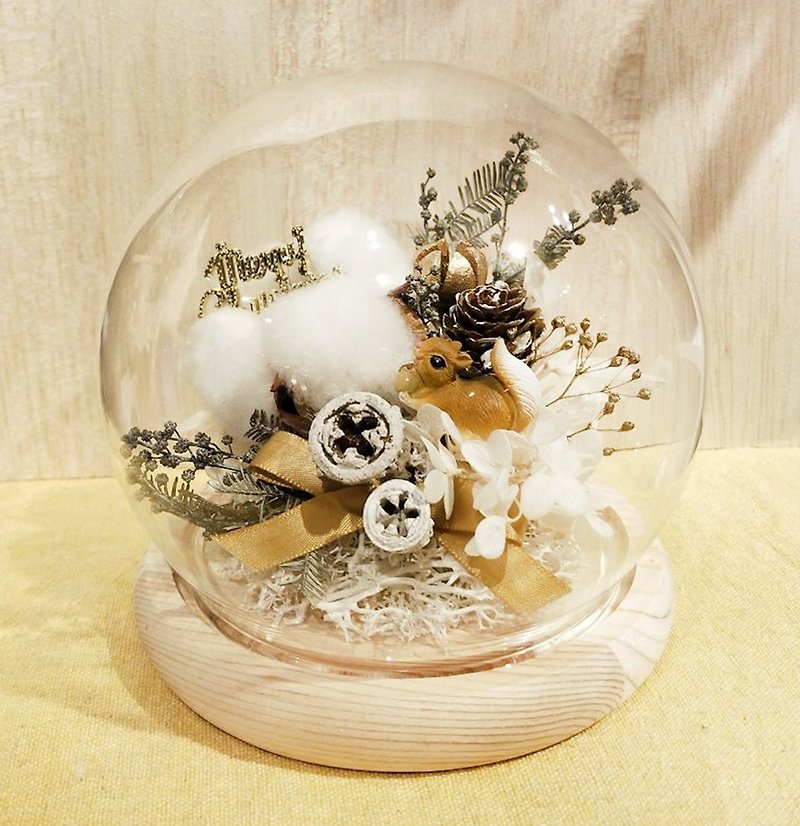 白色幸福耶诞玻璃盅 - 干燥花/捧花 - 植物．花 白色