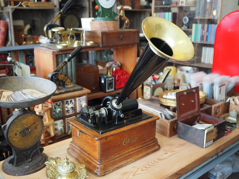 美国制1905年 爱迪生卷筒式留声机  功能正常可播放 声音清楚大声 - 音乐专辑 - 其他金属 咖啡色