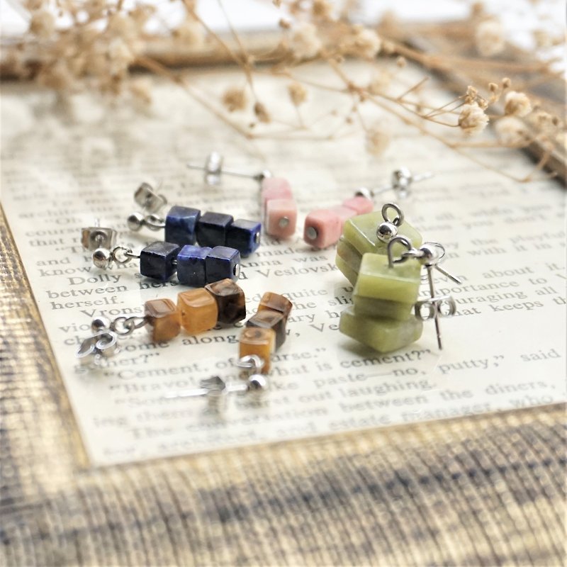<< 和菓子わがし天然石耳环 >> 美味上市 - 316医疗钢耳针 (一对价) - 耳环/耳夹 - 宝石 多色