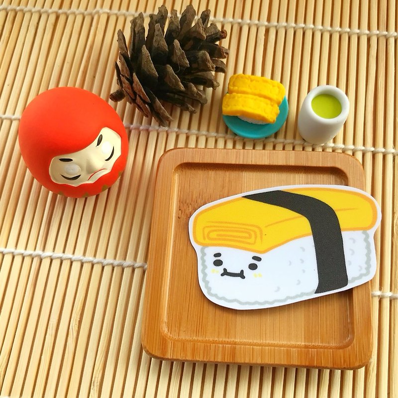 1212玩乐设计 逗趣 防水贴纸- 寿司系列- 玉子握寿司 - 贴纸 - 防水材质 黄色