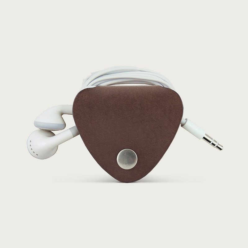 耳机收线器/皮革收纳套 -- 深咖啡 - 卷线器/电线收纳 - 真皮 咖啡色