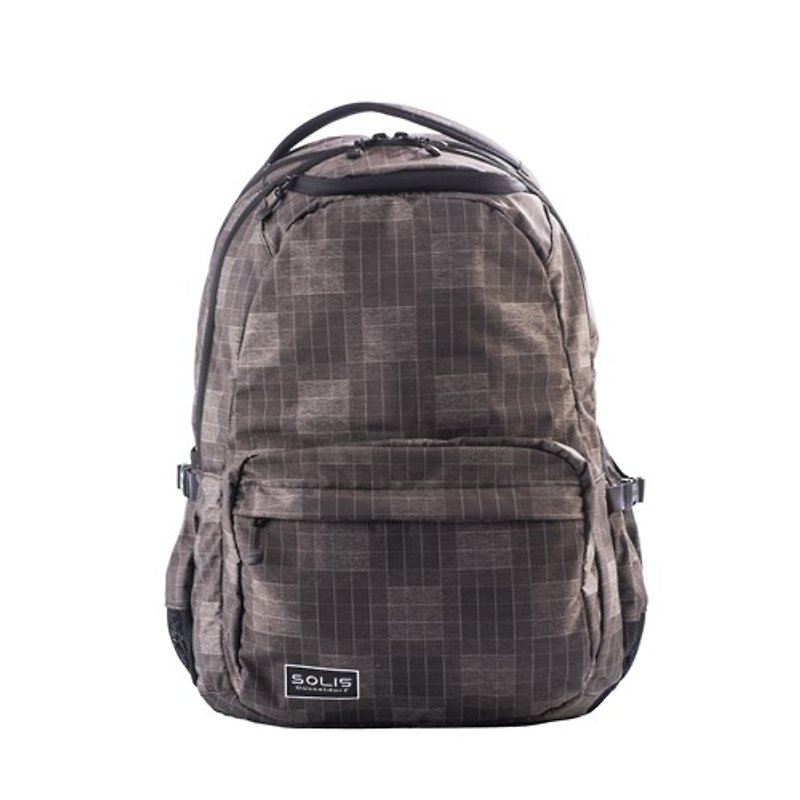 SOLIS  跳格子系列 Ultra+ 大尺寸前袋款电脑后背包 (黑灰格) - 电脑包 - 聚酯纤维 多色