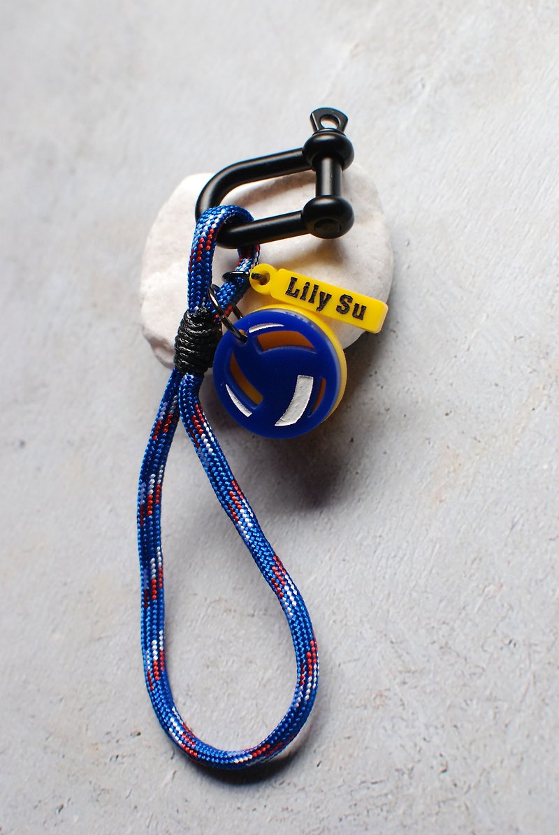 定制化排球款伞绳吊饰钥匙圈/中英文皆可 - 吊饰 - 其他人造纤维 蓝色