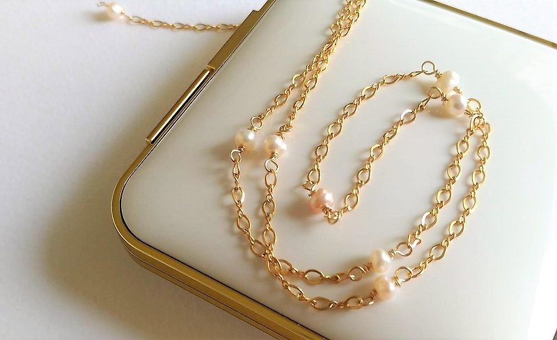 天然淡水珍珠锁骨简约14K包金项链 生日礼物  闺蜜礼品 - 项链 - 珍珠 白色