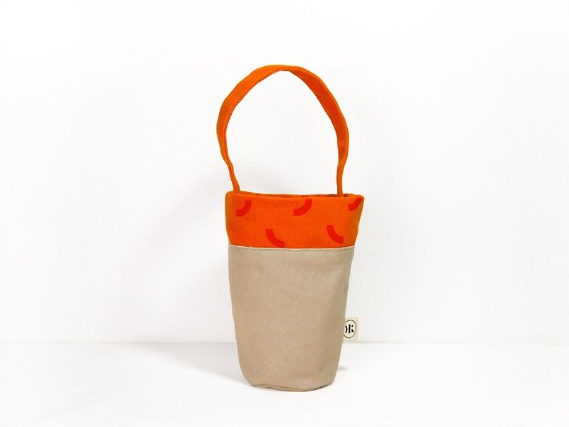 【几何杯袋】- 流沙橙 - 随行杯提袋/水壶袋 - 棉．麻 橘色