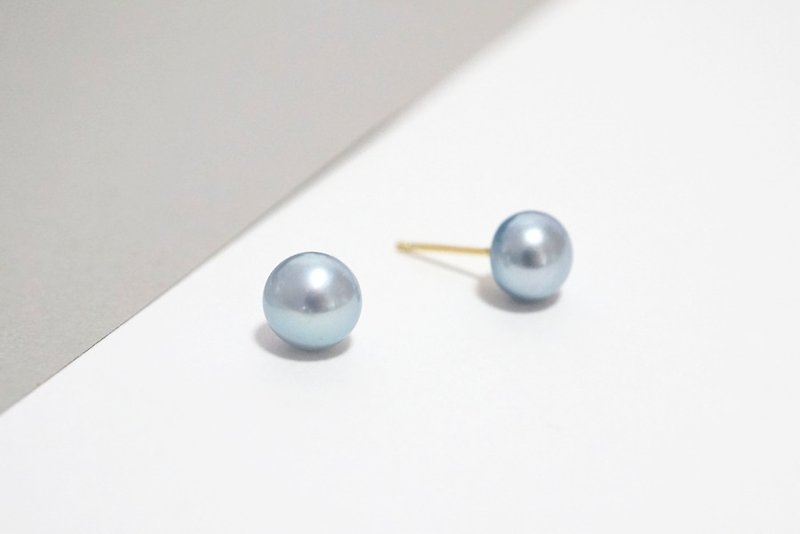 蓝染珍珠纯银耳环  | 珍珠系列 - 耳环/耳夹 - 其他金属 蓝色