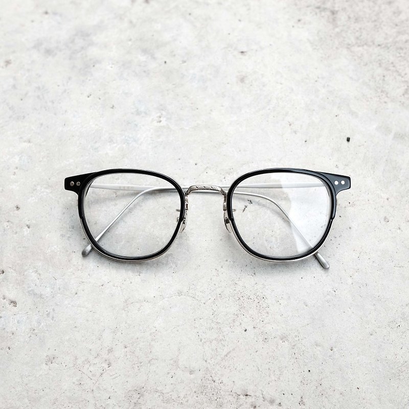 目目商行】新款 韩国手工钛金属＋板材 精致金属设计眼镜 镜框 黑银 - 眼镜/眼镜框 - 其他金属 黑色