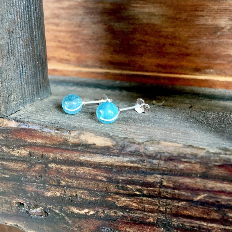 缠绕-海蓝宝 - 耳环/耳夹 - 宝石 蓝色