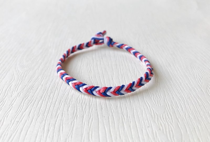 红白蓝 - 蚕丝蜡线 / 手工编织手环 - 手链/手环 - 防水材质 蓝色