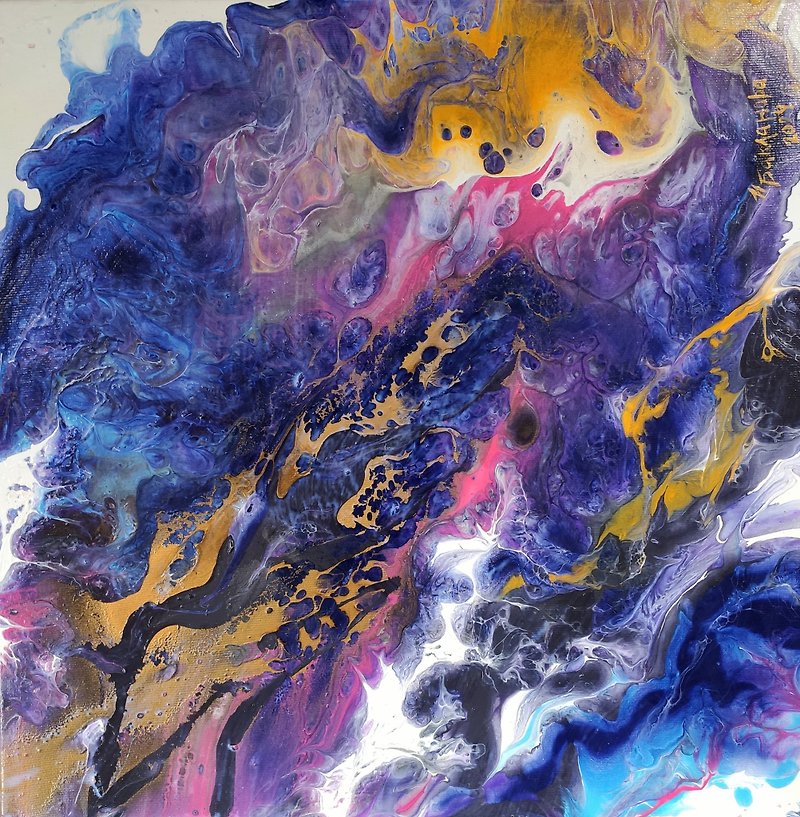 紫金蓝色抽象原创绘画流体亚克力墙壁艺术鲜艳的色彩 - 墙贴/壁贴 - 其他材质 紫色