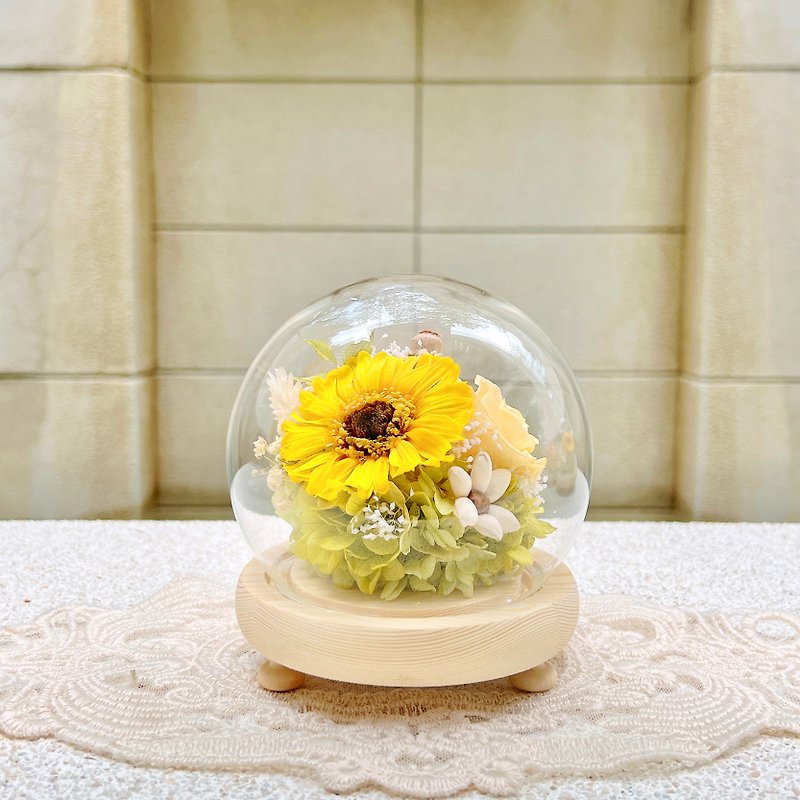 永生花/向日葵/夜灯/玻璃盅/玻璃罩 - 干燥花/捧花 - 植物．花 黄色