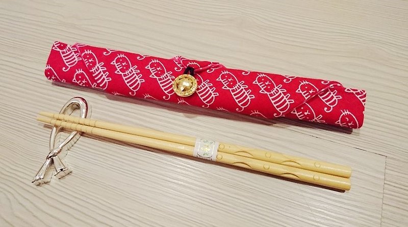 环保餐具收纳袋 筷子袋 组合筷袋 单双筷子袋 AC-106 - 筷子/筷架 - 棉．麻 红色