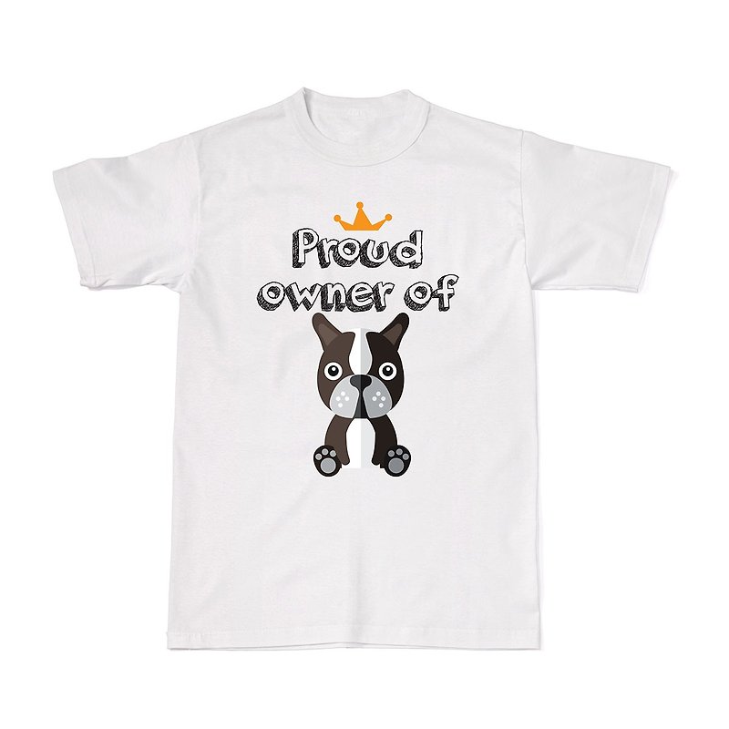 Proud Dog Owners Tees - Boston Terrier - 女装 T 恤 - 棉．麻 白色