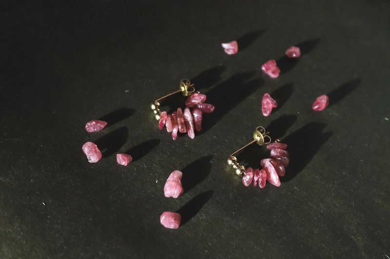 人鱼之尾 - 矿物耳环 - 耳环/耳夹 - 半宝石 粉红色