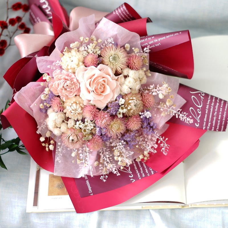 未完待续 | 粉紫酒红色系 干燥花 花束 情人节 女朋友  现货 - 干燥花/捧花 - 植物．花 