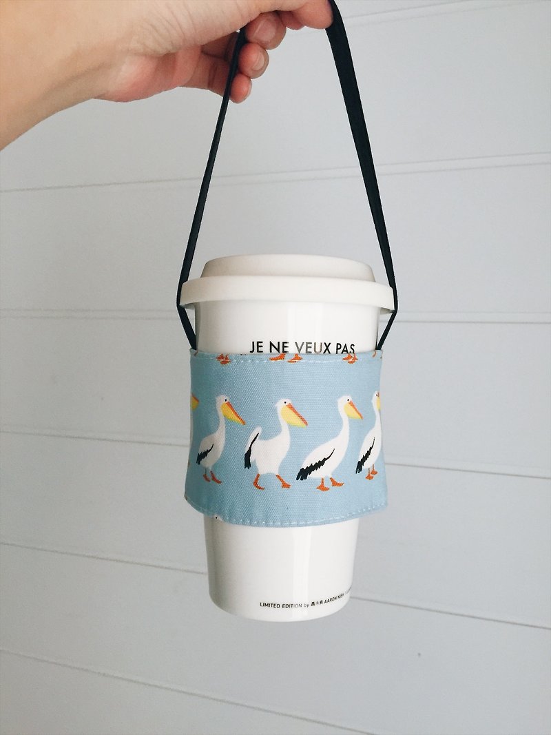 hairmo大嘴鸟环保咖啡杯套(简约版) - 随行杯提袋/水壶袋 - 棉．麻 蓝色