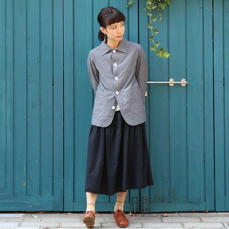 タイプライタークロスカバーオール・ユニセックスsize1 - 女装上衣 - 棉．麻 灰色